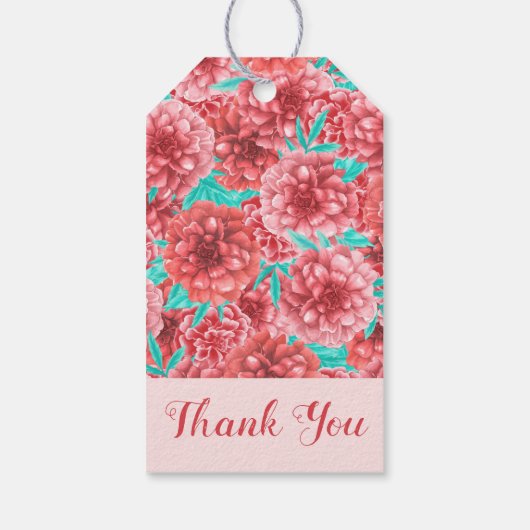 Coral Floral Pattern Cadeaulabel (Achterkant)