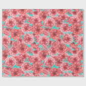 Coral Floral Pattern Cadeaupapier (Vlak)