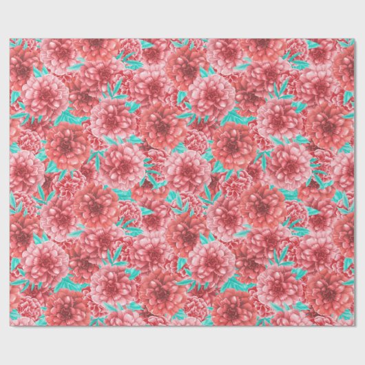 Coral Floral Pattern Cadeaupapier (Vlak)