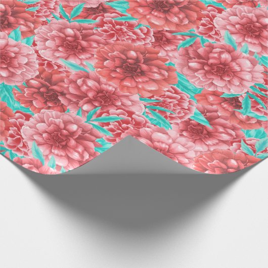 Coral Floral Pattern Cadeaupapier (Hoek)