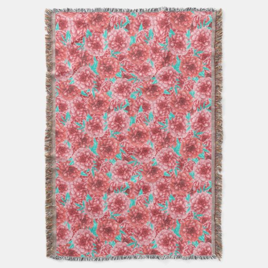 Coral Floral Pattern Deken (Voorkant Verticaal)