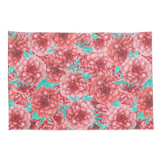 Coral Floral Pattern Kussensloop (Achterkant-Rechts)