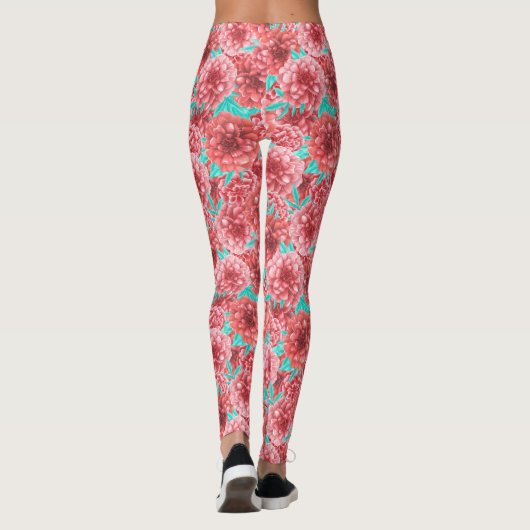 Coral Floral Pattern Leggings (Achterkant)
