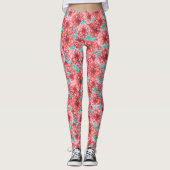 Coral Floral Pattern Leggings (Voorkant)