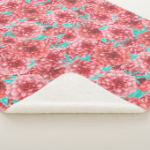 Coral Floral Pattern Sherpa Deken (3/4)