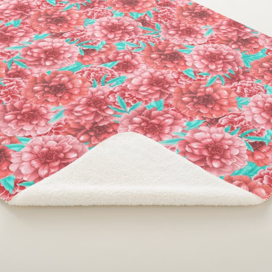 Coral Floral Pattern Sherpa Deken (3/4)