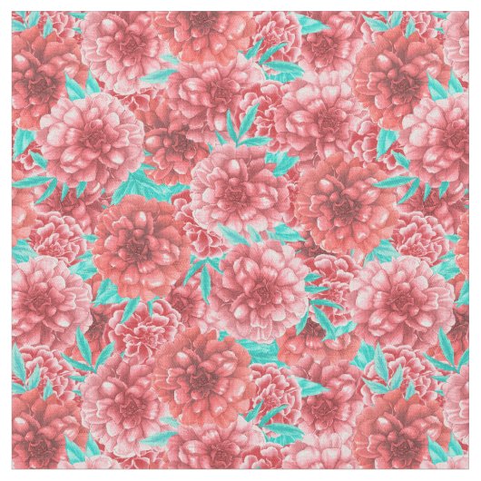 Coral Floral Pattern Stof (Close Up)