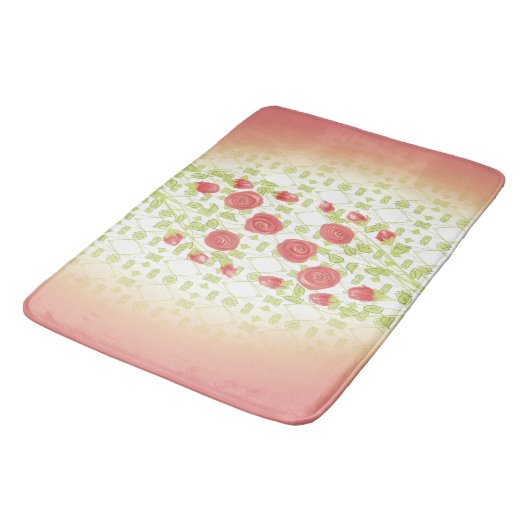 Coral Floral Patterned Designer Badmat (Gekanteld)