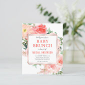Coral Floral Peach Baby Brunch Invitation (Staand voorkant)