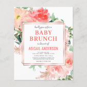Coral Floral Peach Baby Brunch Invitation (Voorkant)