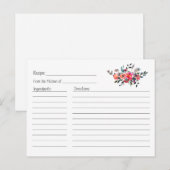 Coral Floral Recept Kaart (Voorkant / Achterkant)