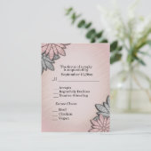 Coral Floral RSVP met menuselectie Kaart (Staand voorkant)