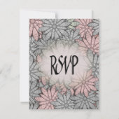 Coral Floral RSVP met menuselectie Kaart (Achterkant)
