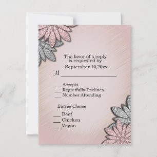 Coral Floral RSVP met menuselectie Kaart