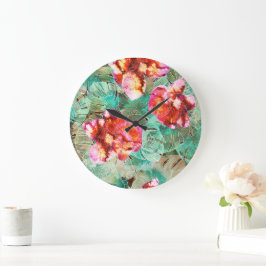 Coral Floral Teal - Boho Vintage Kussen Grote Klok
