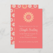 Coral Floral Temple Sealing Uitnodiging (Voorkant / Achterkant)