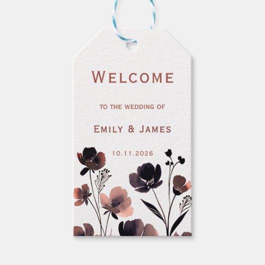 Coral Floral Wedding Cadeaulabel (Voorkant)