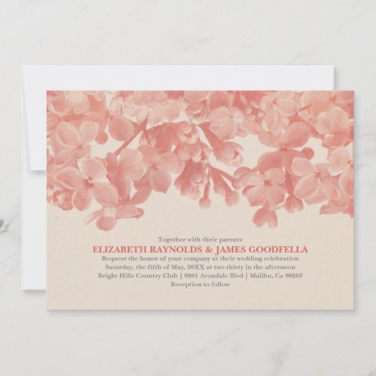 Coral Floral Wedding Invitations Kaart (Voorkant)