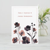 Coral Floral Wedding Kaart (Staand voorkant)