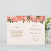 Coral Floral Wedding Programs (Staand voorkant)