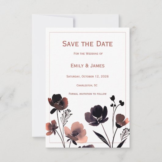 Coral Floral Wedding Save The Date (Voorkant)