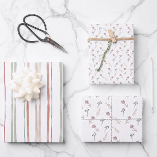 Coral Floral Wrapping Sheet   Set van 3 Inpakpapier Vel