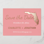Coral Florida Wedding Save the Date Roos Gold Folie Uitnodiging (Voorkant)