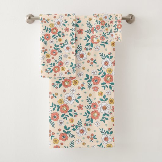 Coral Flower Garden Pattern Bad Handdoek (Insitu)