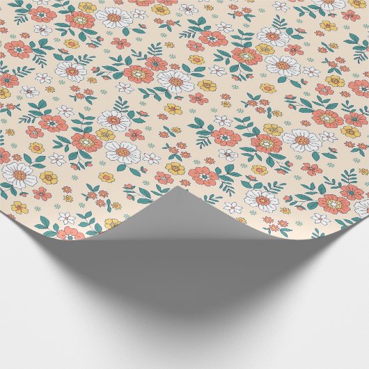 Coral Flower Garden Pattern Cadeaupapier (Hoek)