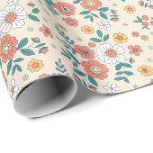 Coral Flower Garden Pattern Cadeaupapier (Rol Hoek)
