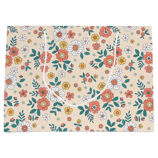 Coral Flower Garden Pattern Groot Cadeauzakje (Voorkant)