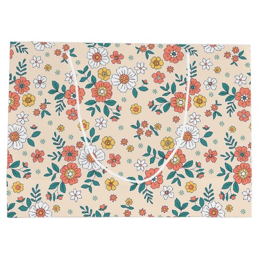 Coral Flower Garden Pattern Groot Cadeauzakje (Achterkant)