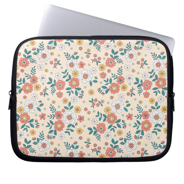 Coral Flower Garden Pattern Laptop Sleeve (Voorkant)