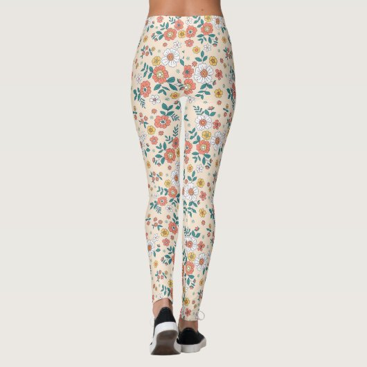 Coral Flower Garden Pattern Leggings (Achterkant)