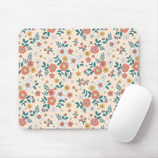 Coral Flower Garden Pattern Muismat (Met muis)