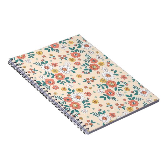 Coral Flower Garden Pattern Notitieboek (Rechterzijde)