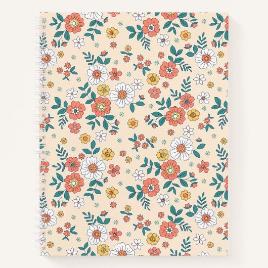 Coral Flower Garden Pattern Notitieboek (Voorkant)