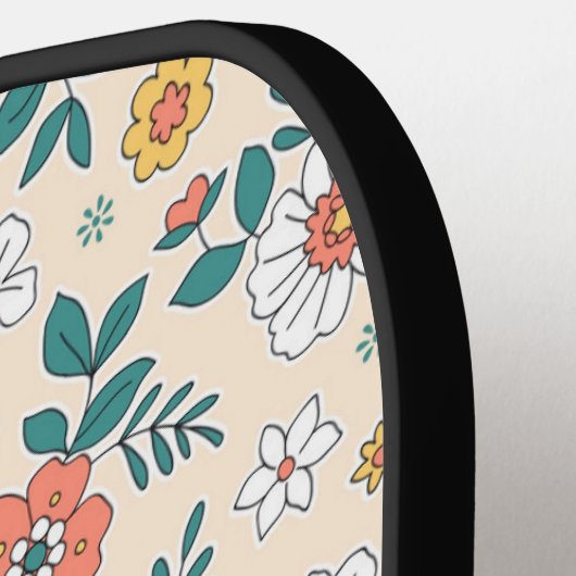 Coral Flower Garden Pattern Pickleball Paddle (Links Detail)