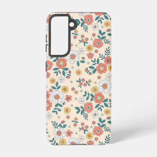 Coral Flower Garden Pattern Samsung Galaxy Hoesje (Achterkant)