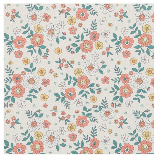 Coral Flower Garden Pattern Stof (Close Up)