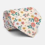 Coral Flower Garden Pattern Stropdas (Opgerold)