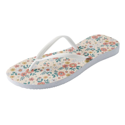 Coral Flower Garden Pattern Teenslippers (Schuin)