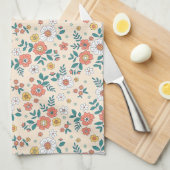 Coral Flower Garden Pattern Theedoek (Quarter Fold)