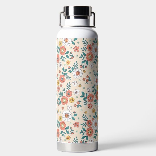 Coral Flower Garden Pattern Waterfles (Achterkant)