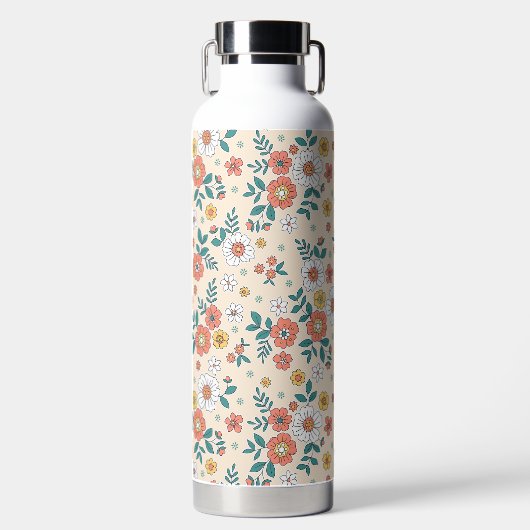 Coral Flower Garden Pattern Waterfles (Voorkant)
