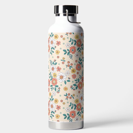 Coral Flower Garden Pattern Waterfles (Links)