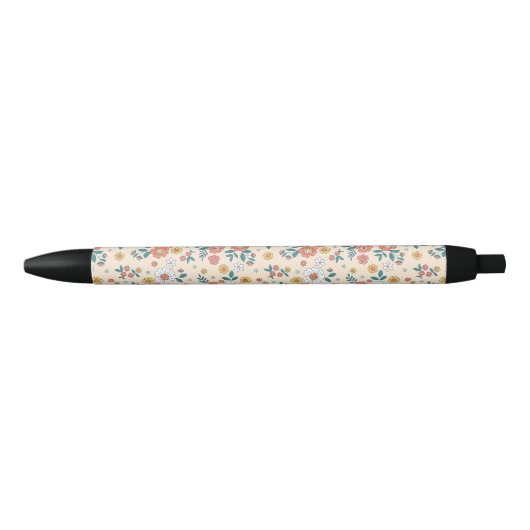 Coral Flower Garden Pattern Zwarte Inkt Pen (Voorkant)
