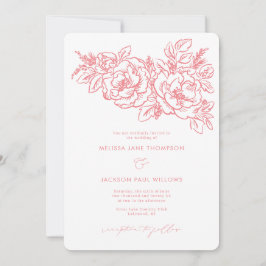 Coral Flower hoek elegant bruiloft Kaart