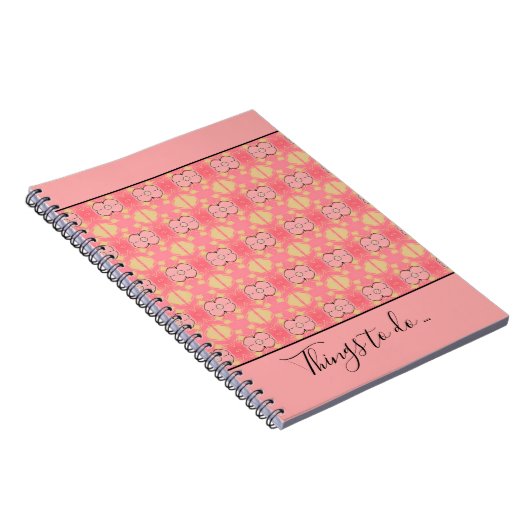 Coral Flowered Spiral Kantoor Notitieboek (Rechterzijde)