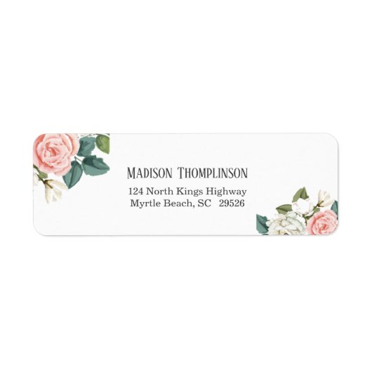Coral Flowers Return Address Label (Voorkant)
